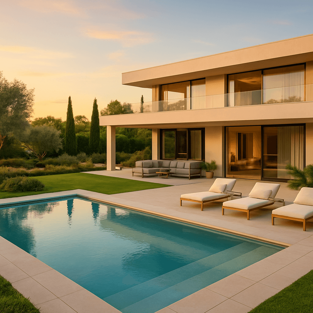 Ganzheitlich geplante Außenanlage mit Pool, Terrasse und Garten